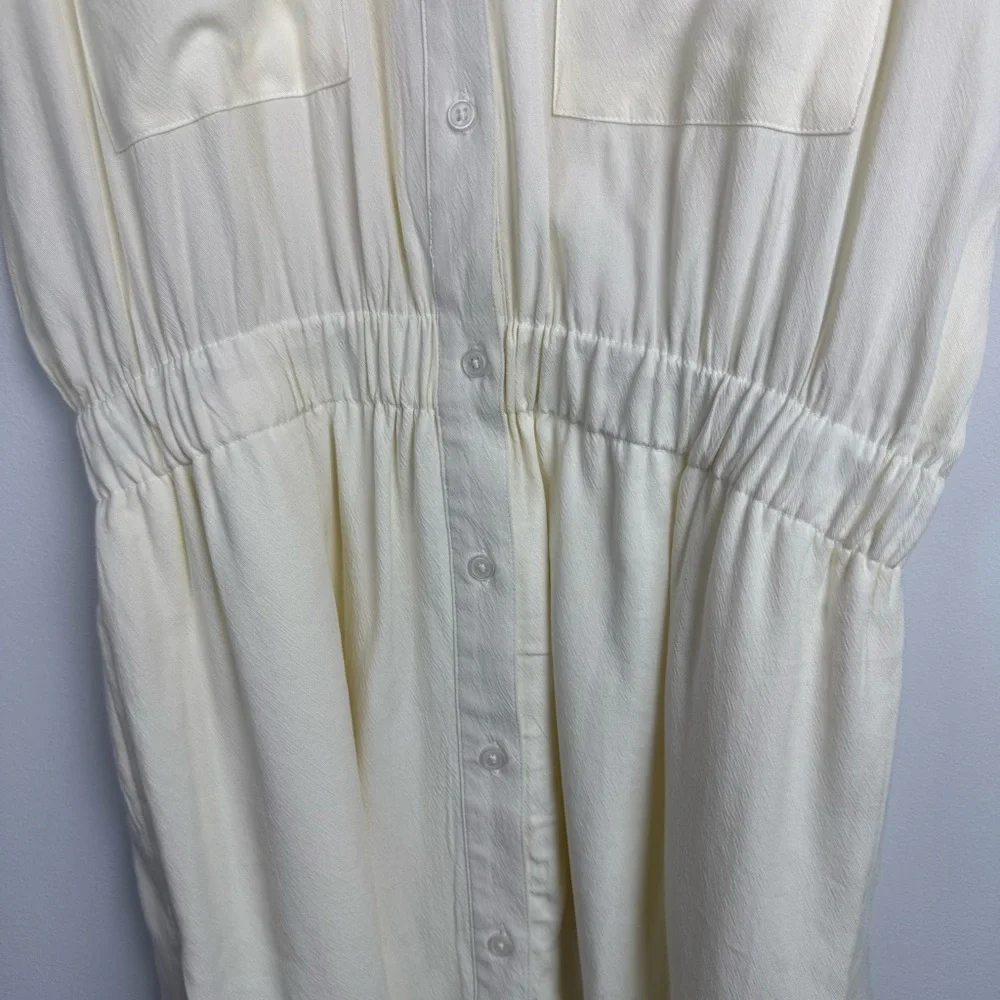 NWT Thread & Supply Maya Cream Dress Button Front Elastic Waist Size L - Picture 8 of 17